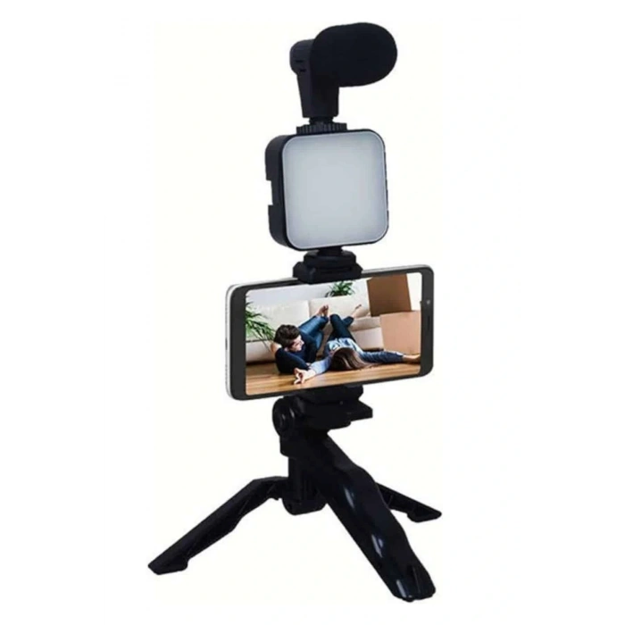 Telefon Tutucu Mikrofonlu Işıklı Youtuber Video Kayıt