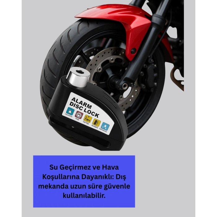 Titreşim Sensörlü Alarm Disk Kilidi Motosiklet Scooter Bisiklet