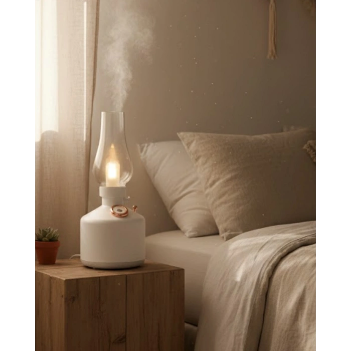 Vintage Dekoratif Gaz Lambası Görünümlü Aromaterapi Difüzör 1200 mAh USB Şarjlı