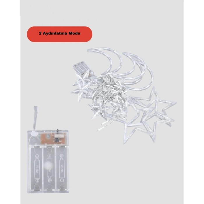 Yanıp Sönen ve Sabit Modlu Yıldız Ay Perde Led Işık