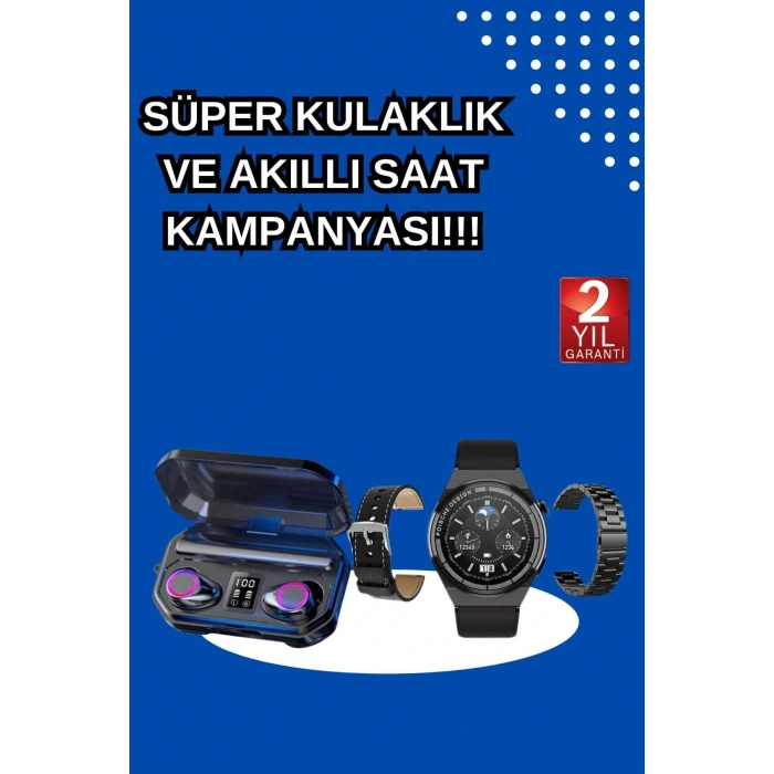 Yeni Nesil Kampanyası Bluetooth Bağlantılı Akıllı Saat ve Kablosuz Kulaklık Dijital Göstergeli