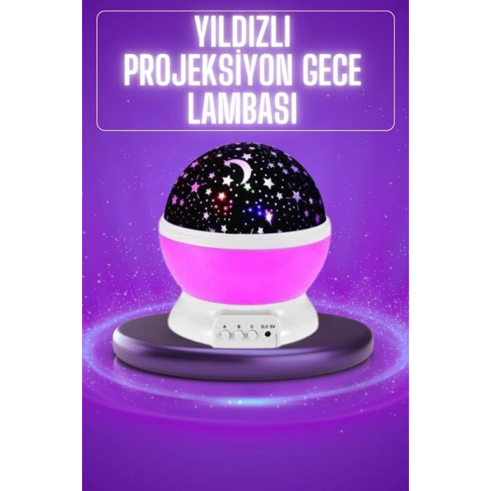 Yıldız Görünümlü Gece Lambası Renkli Masa Lambası Gökyüzü Projeksiyon