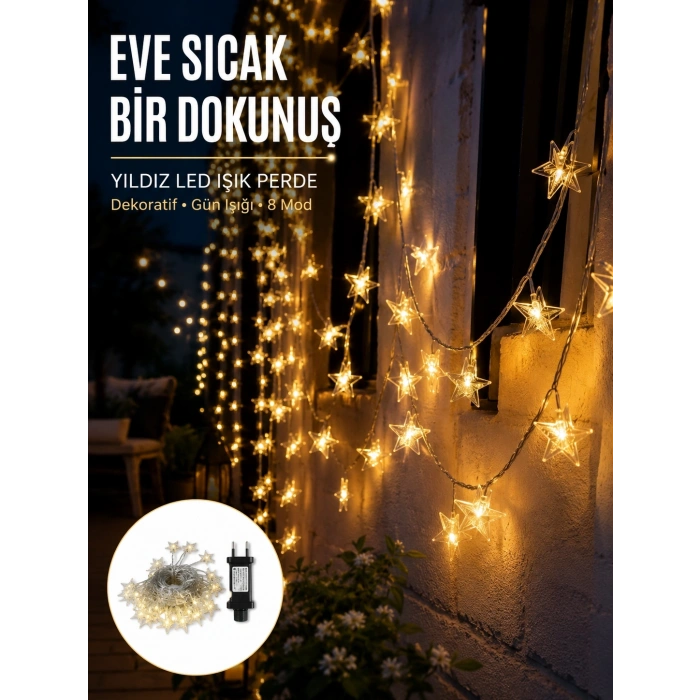 Yıldız Led Işık 5 Metre Dekoratif Aydınlatma Günışığı