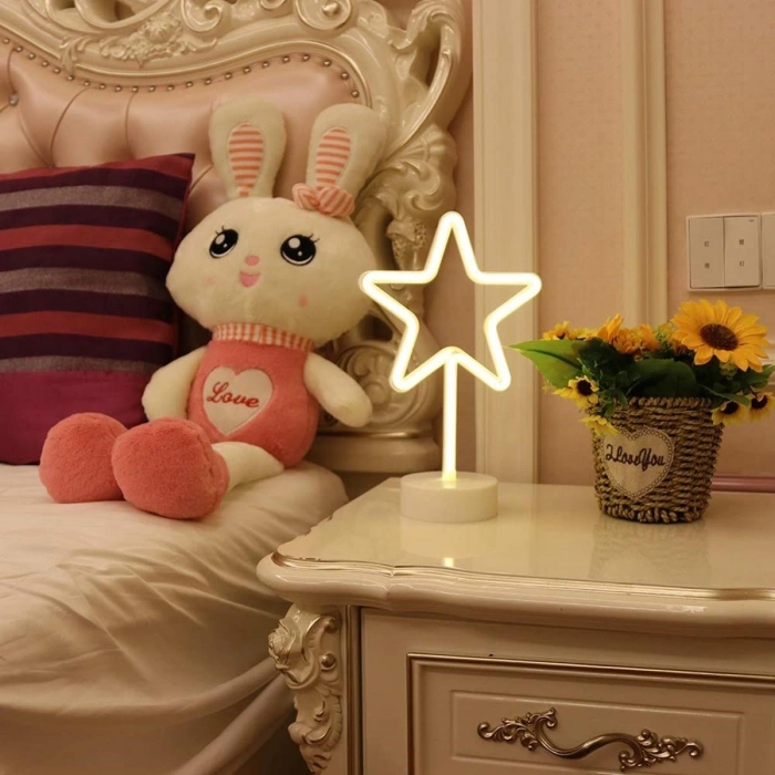 Yıldız Tasarımlı Neon Led Masa Ve Gece Lambası Dekoratif Işık (5047)