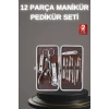 12 Parça Paslanmaz Çelik Kompakt ve Taşınabilir Manikür Makası Tırnak Makası