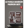 12 Parça Paslanmaz Çelik Kompakt ve Taşınabilir Manikür Makası Tırnak Makası