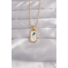 316L Çelik Gold Renk Beyaz Mineli Tarot Kolye