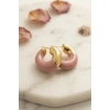 316L Çelik Gold Renk Pembe Halka Model Kadın Küpe