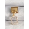 316L Çelik Gold Renk Sallantı Kare Zirkon Taşlı Nomination Charm
