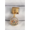 316L Çelik Gold Renk Sallantı Renkli Zirkon Taşlı Göz Model Nomination Charm