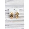 316L Çelik Gold Renk Yarım Halka Model Kadın Küpe