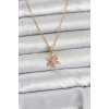 316L Çelik Zincir Gold Renk Pembe Lotus Model Kadın Kolye