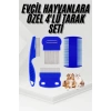 4lü Bit Pire Tarağı Set Kedi Köpek Evcil Hayvan Tüy Toplayıcı Mavi