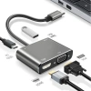 4’ü 1 Arada Type-C to Hub Dönüştürücü Adaptör – 4K Ultra HD HDMI &amp; VGA Görüntü Aktarımı, PD Hızlı Şarj Destekli, USB Çoklayıcı (5047)