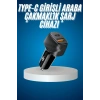 Araç İçi Hızlı Şarj Soketi 38W Oto Çakmaklık Type-C Araba Çakmaklık