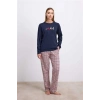 Arias Closet %100 Pamuklu Uzun Kol Sweatshirt ve Ekose Pantolon Pijama Takımı