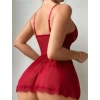 Arias Closet Bordo Dantel İşlemeli Tül Fantezi Gecelik