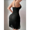 Arias Closet Fırfırlı Dantel İşlemeli Tül Fantezi Siyah Gecelik