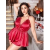 Arias Closet Kırmızı Büyük Beden Saten Babydoll Gecelik