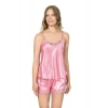Arias Closet Koyu Pembe Saten Babydoll Şort Takım
