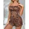 Arias Closet Leopar Desenli İnce Askılı Şortlu Pijama Takımı