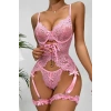 Arias Closet Özel Tasarım Dantelli Fantezi Pembe Jartiyer Takımı