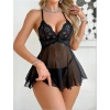 Arias Closet Özel Tasarım Siyah Dantel İşlemeli Tül Fantezi Gecelik