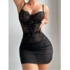 Arias Closet Siyah Dantel İşlemeli Tül Fantezi Gecelik