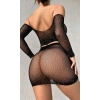 Arias Closet Siyah File Taşlı Fantezi Vücut Çorabı