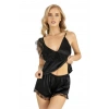 Arias Closet Siyah Saten Şort Takımı 9205