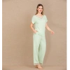 Arias Closet Viskon Şık Tasarım Dantel İşlemeli Açık Yeşil Kısa Kol Pijama Takımı