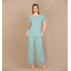 Arias Closet Viskon Şık Tasarım Dantel İşlemeli Mint Yeşil Kısa Kol Pijama Takımı