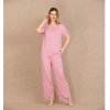 Arias Closet Viskon Şık Tasarım Dantel İşlemeli Pembe Kısa Kol Pijama Takımı