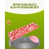 Bluetooth Retro Kablosuz Klavye ve Mouse Seti – 3 Cihaz Bağlantılı, Sessiz Tuş, Uzun Pil Ömrü