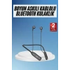 Boyun Bantlı Kablolu Yüksek Ses Kaliteli Bluetooth Kulaklık Uzun Pil Ömrü