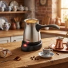 ÇELİK ELEKTRİKLİ CEZVE TÜRK KAHVE MAKİNESİ - 6FİNCAN=500ML 360° KABLOSUZ KULLANIM KATLANIR KULP 600W SCM-9039 (5047)
