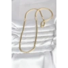 CM 14K Gold Renk Yassı Ezme Zincir Model 60 cm Kadın Kolye