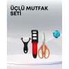 Çok Fonksiyonlu Mutfak Makas Seti – 3 Makas, Bileyici ve Soyacak Dahil