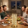 Dalgalı Silindirik Kristal Çizgili Model LED Masa Lambası – Gold Tabanlı, Dokunmatik, 3 Renk Işık Modlu, Şarjlı Modern Dekoratif Gece Lambası (5047)