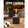 Doldurulabilir Siyah Benzinli Çakmak Metalik
