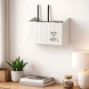 Duvar Tipi Wi-Fi Modem Saklama Kutusu(Beyaz) – Kablo Düzenleyici Router Raf Organizer (5047)