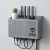 Duvar Tipi Wi-Fi Modem Saklama Kutusu(Gri) – Kablo Düzenleyici Router Raf Organizer (5047)