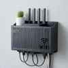 Duvar Tipi Wi-Fi Modem Saklama Kutusu(Siyah) – Kablo Düzenleyici Router Raf Organizer (5047)