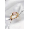 Gold Renk Pembe Damla Model Kadın Yüzük