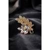 Gold Renk Zirkon Taşlı Başak Model Broş