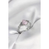 Gümüş Renk Pembe Damla Model Kadın Yüzük