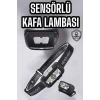 Kafa Lambası Kamp Lambası Sensörlü Şarjlı Ayarlanabilir