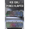 Led Işıklı Oyuncu Klavye Usb Girişli RGB Işıklı Q Klavye Mouse Hediyeli