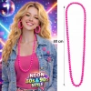 Neon Pembe Boncuk Kolye 80 cm – Retro 80’ler 90’lar Parti Aksesuarı (5047)