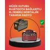 Nostaljik Radyo Görünümlü Bluetooth Hoparlör – FM/AM Yayın, Kablosuz Bağlantı, Şarj Edilebilir